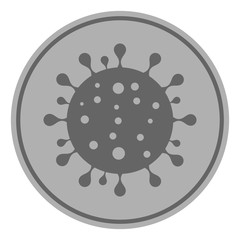 Vector silver covid-19 coin flat icon. Vector pictograph style is a flat symbol silver covid-19 coin icon on a white background.