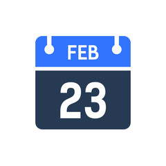 Calendar Date Icon - February 23 Vector Graphic