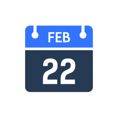 Calendar Date Icon - February 22 Vector Graphic