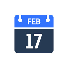 Calendar Date Icon - February 17 Vector Graphic