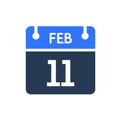 Calendar Date Icon - February 11 Vector Graphic