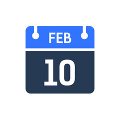 Calendar Date Icon - February 10 Vector Graphic