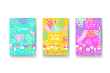 bright summer background with tropical leaves