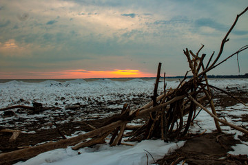 Deserted beach. Prohibition. Epidemic. Quarantine. Deserted place. Sea. Swing.