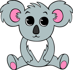 Koala. Animal in cartoon style. Vector template for design T-shirts. Fashion graphic for apparel. Character image jaguar for children's magazines and preschool institution