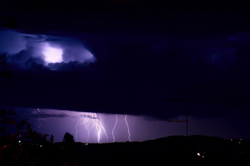 Lightning and thunderbolts on a stormy night