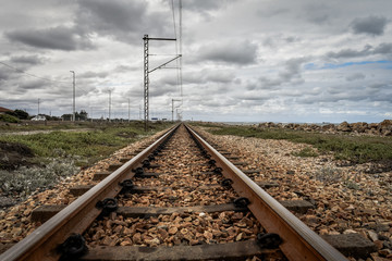 Obraz premium Railway with clouds at the background , Port Elizabeth, South Africa