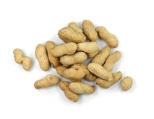 Peanuts isolated on the white background. Peanuts pod or arachis isolated on white background