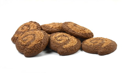 Chocolate cookies isolated on white background. Biscuits isolated on white.