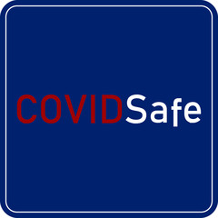 COVID Safe vector illustration sign for post covid-19 coronavirus pandemic, covid safe economy and environment business concept