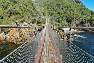 Storms River Suspension Bridge is one of top tourist attractions in Tsitsikamma National Park, Garden Route, Western Cape, South Africa