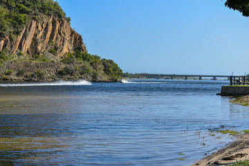 Obraz premium Keurbooms River Mouth near Plettenberg Bay is a popular place for camping on the Garden Route, South Africa