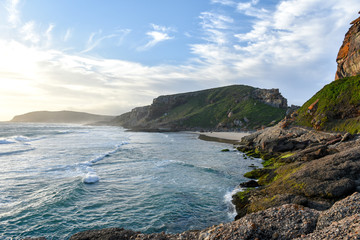 Fototapeta premium Sunset at Robberg Nature Reserve which is one of the top tourist attractions near Plettenberg Bay, Garden Route, South Africa
