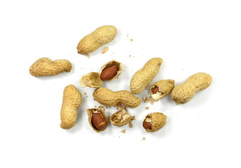 Peanuts isolated on the white background. Peanuts pod or arachis isolated on white background