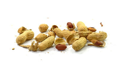 Peanuts isolated on the white background. Peanuts pod or arachis isolated on white background