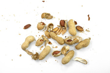 Peanuts isolated on the white background. Peanuts pod or arachis isolated on white background