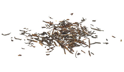 Dry black tea isolated on white background