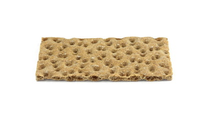 Crispy rye bread on white. Low calories snack bread isolated on white background.