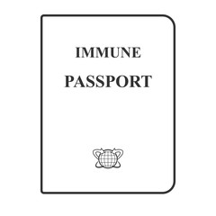 Immunity passport. Sample design. Linear monochrome icon. Document of a person who is immune to coronavirus Covid 19.