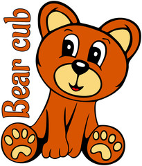 Bear cub. Vector template for design T-shirts. Fashion graphic for apparel. Character image bear for children's magazines and preschool institutions. 