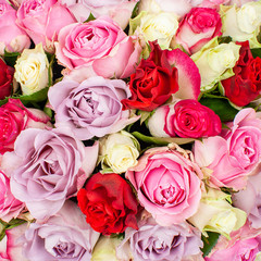 Bouquet of flowers from red and pink roses.
