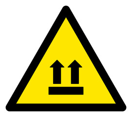 Vector upward direction flat warning sign. Triangle icon uses black and yellow colors. Symbol style is a flat upward direction attention sign on a white background. Icons designed for notice signals,