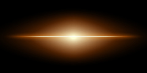 Gold glowing light on a black background