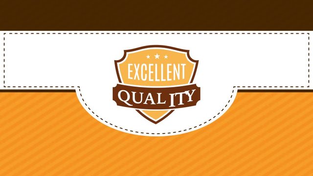 excellent quality exportation food product packaging concept with shield shape graphic over striped layer with cutting lines