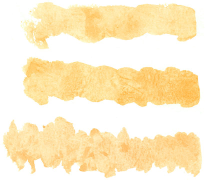 Abstract gold watercolor hand painted texture, isolated on white background, watercolor textured backdrop, watercolor drop, traced, vector eps 10 © designermetin