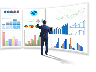 Businessman in business visualization and infographics concept