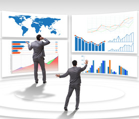 Businessman in business visualization and infographics concept