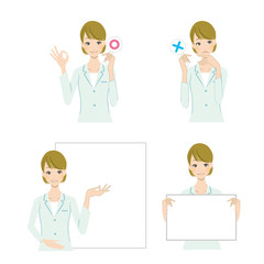 Fototapeta premium 白衣を着た女性のイラスト