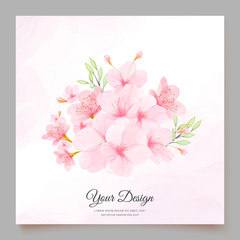 elegant wedding invitation design with cherry blossom template