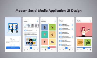 Fototapeta na wymiar Modern Social Media Mobile Application Design