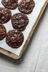 Chocolate cookies with sea salt