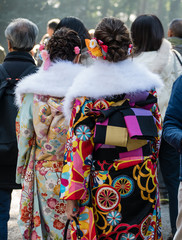 Beautiful Young Japanese girl in kimono on Aged day