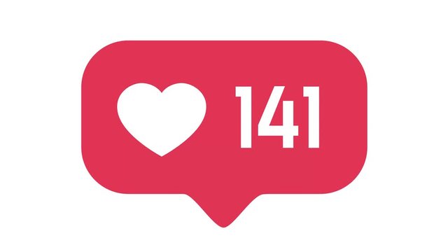 Flat design thumbs up 4K social media like counter, shows clicks over time on a white background with alpha matte, chrome key