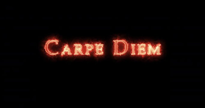 Carpe Diem written with fire. Loop