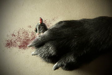 a world in miniature, animal representation attacks man