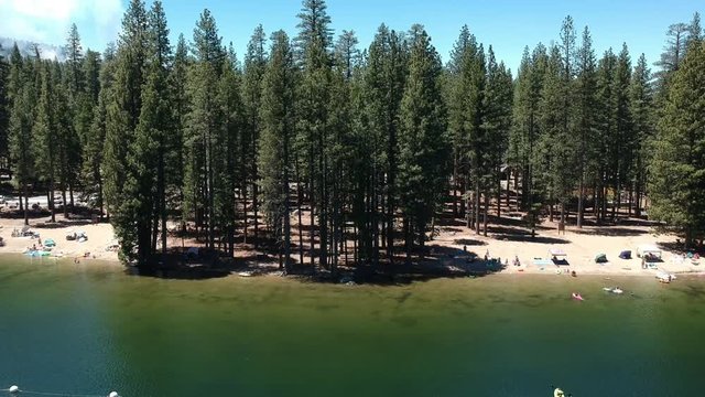 The beach at pinecrest lake provides lots of activities for families