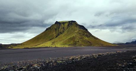 Fototapeta premium mountain landscape with clouds, Laugavegur trail, Iceland