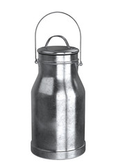 traditional milk can, used on farms, isolated over white background
