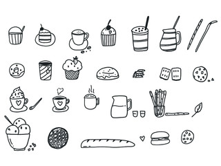 Food and drink  doodle set.