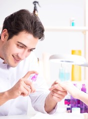 Hands during manicure care session