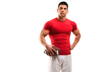 Handsome Muscular American Football, Rugby Player