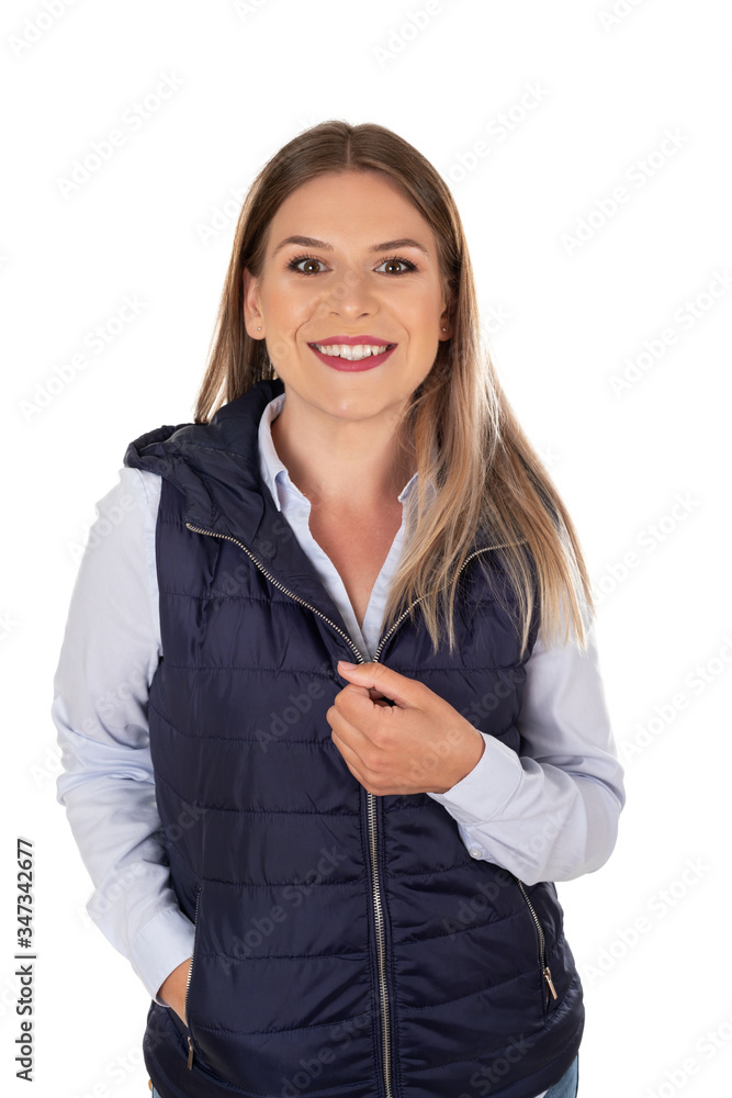 Wall mural caucasian woman on isolated