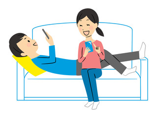 illustration of a couple with smart phone
