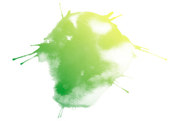 Abstract green and yellow watercolor textuer on white background.