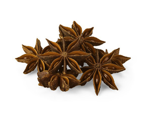 Star anise seeds on white background
