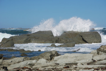 Waves crashing on the rocks